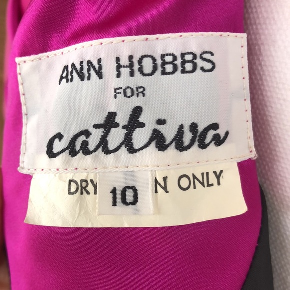 Vintage 1980s Ann Hobbs for cattiva black velvet and pink bow dress, size 10 - Picture 7 of 7